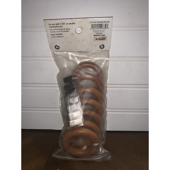 Vintage 7 Pcs Lt Oak Drapery Curtains Rings 2 3/4” Rings Screw Eyes - Picture 2 of 3